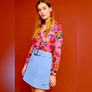 NWT Anthropologie Snake-Embossed Leather Mini Skirt Size 6